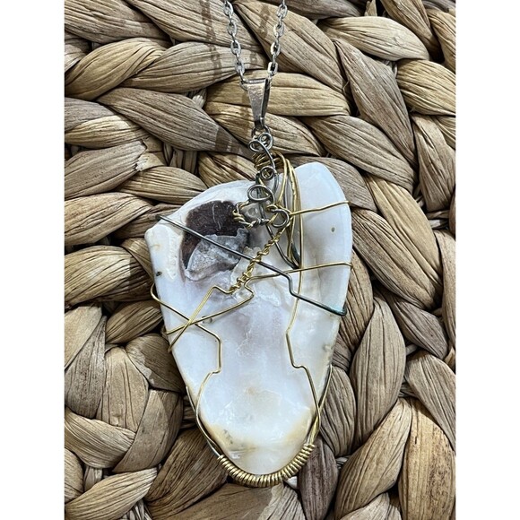 Authentic Oyster Shell From North Carolina Wrapped Silver & Gold Tone Coastal - Picture 5 of 11